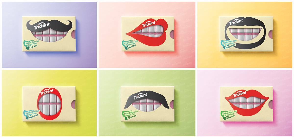 various kinds of mouths on gum packages